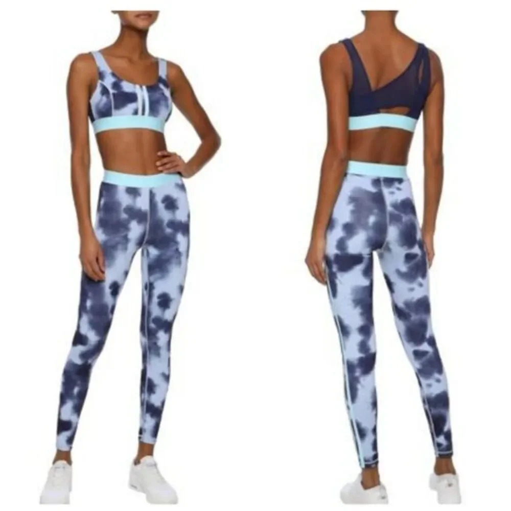 IRIS & INK Tie-dyed Stretch Leggings In Navy